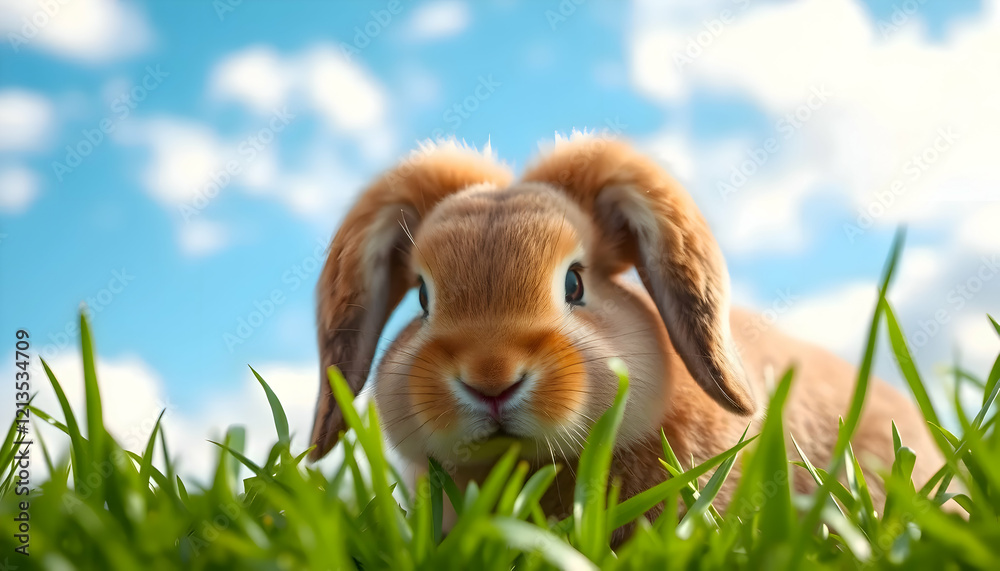 Adorable Fluffy Bunny in Sunny Meadow Adorable Fluffy Bunny in Sunny Meadow
