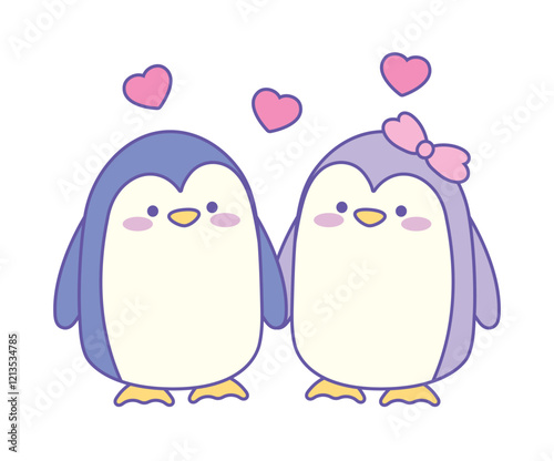 cute penguin animals in love