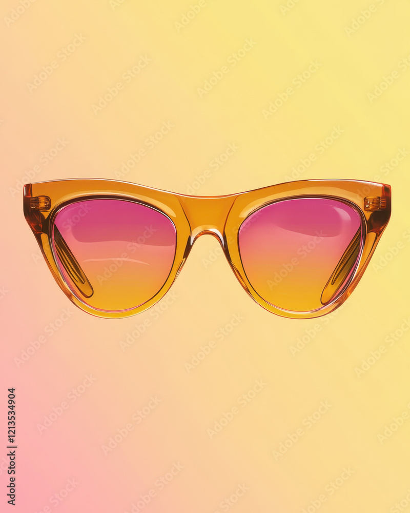 Amber Colored Sunglasses on Gradient Background