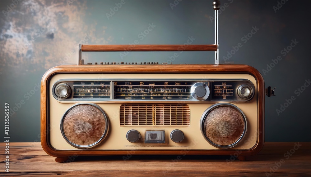 Obraz premium Blend of Vintage and Modern Radios Surrounded by Interconnected Lines, Symbolizing Global Communication Network