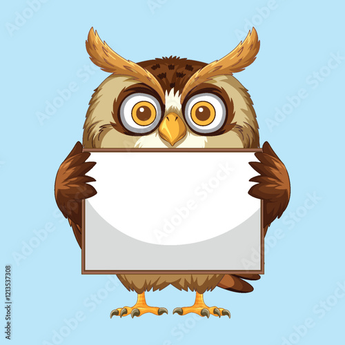 Wise Owl Holding Blank Sign