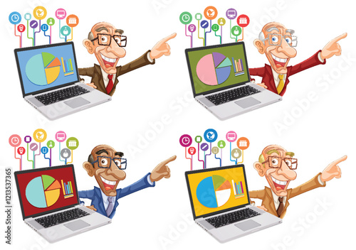 Businessman Presenting Data on Laptops