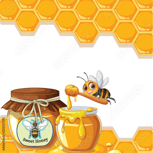 Sweet Honey and Busy Bee Illustration