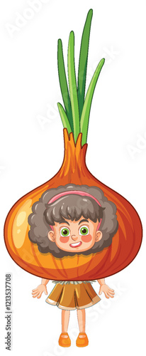 Girl in Onion Costume Illustration