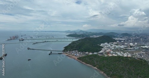 An aerial view on Sriracha Refinery, Changwat Chonburi, Thailand, industrial petrochemical refinery photo