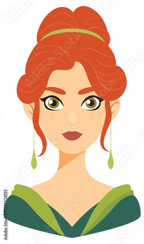 Elegant Princess with Red Hair