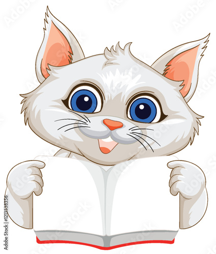 Cute Cat Reading a Book