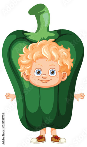 Child Dressed as a Green Bell Pepper
