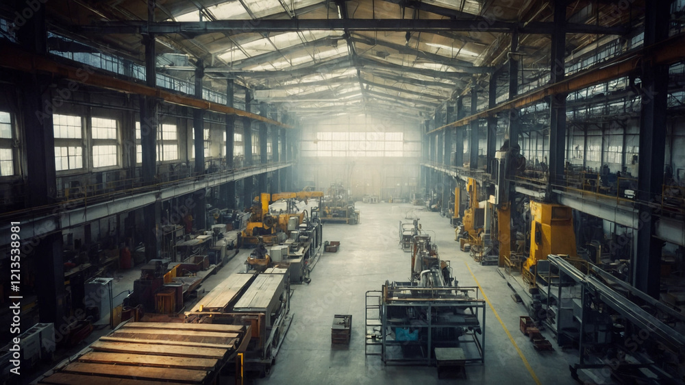 Fototapeta premium Large factory workshop space building