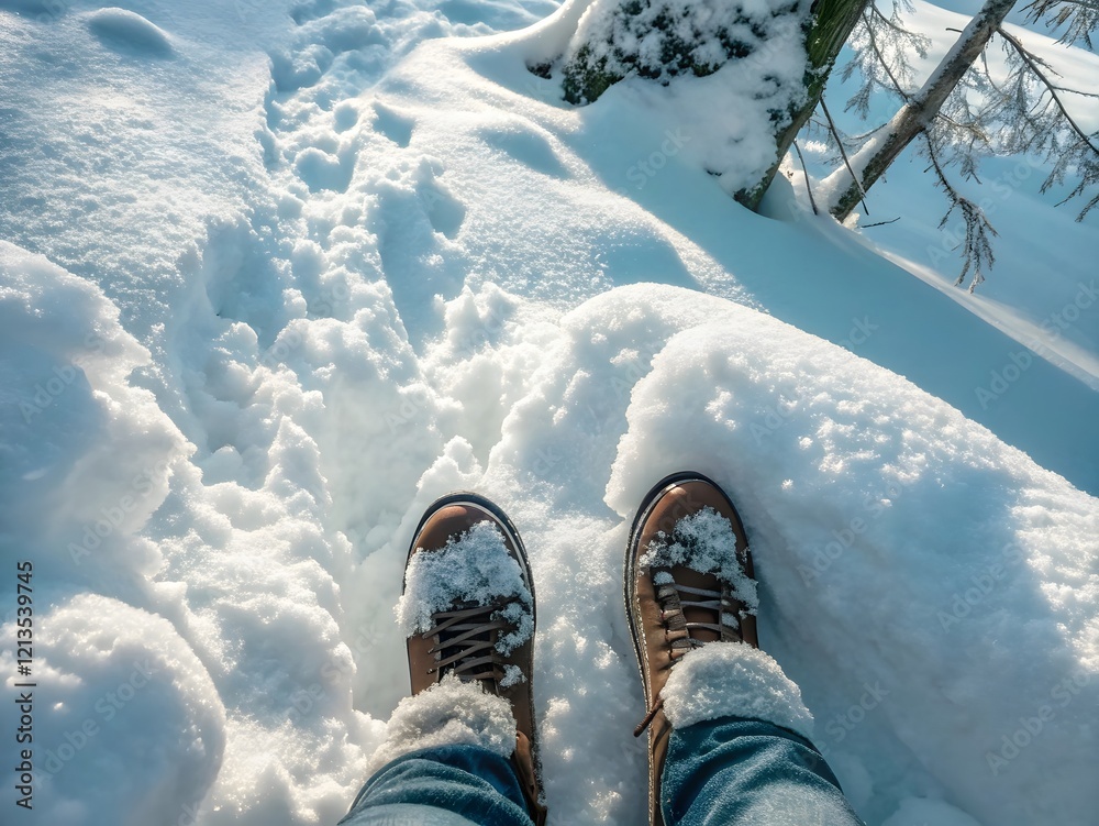 The Boots Should Be Covered In Snow With Some Clinging To The Lace The Boots Should Be Covered In Snow With Some Clinging To The Lace