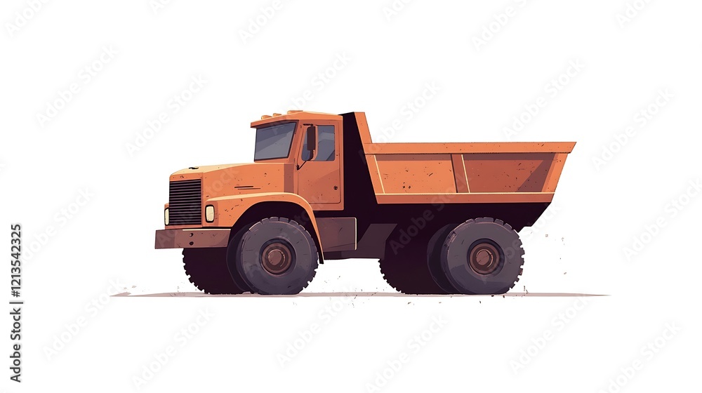 Dump Truck, a simple flat cartoon vector illustration with a white background and no shadow, Dump Truck, a simple flat cartoon vector illustration with a white background and no shadow,
