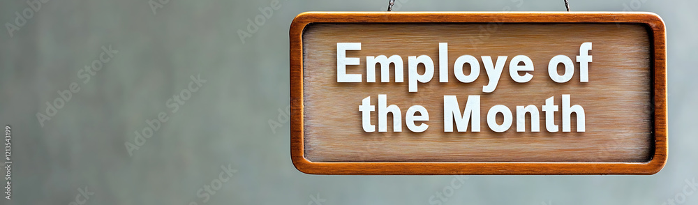 Employee of the Month Award Sign on Wooden Plaque