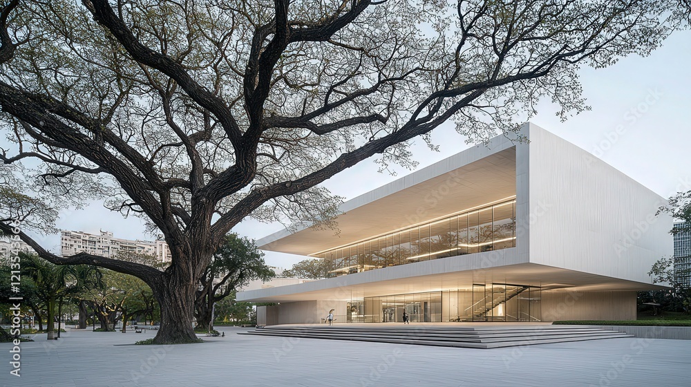 Modern Architecture Building with Large Tree. Modern Architecture Building with Large Tree.