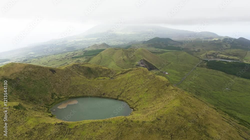 lake in one of the small volcanoes of Pico Island Stock ビデオ | Adobe Stock