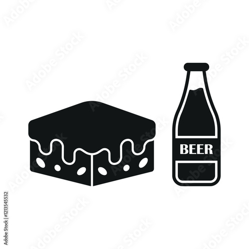 Beer drink and brownies food icons with a harmonious and inviting design