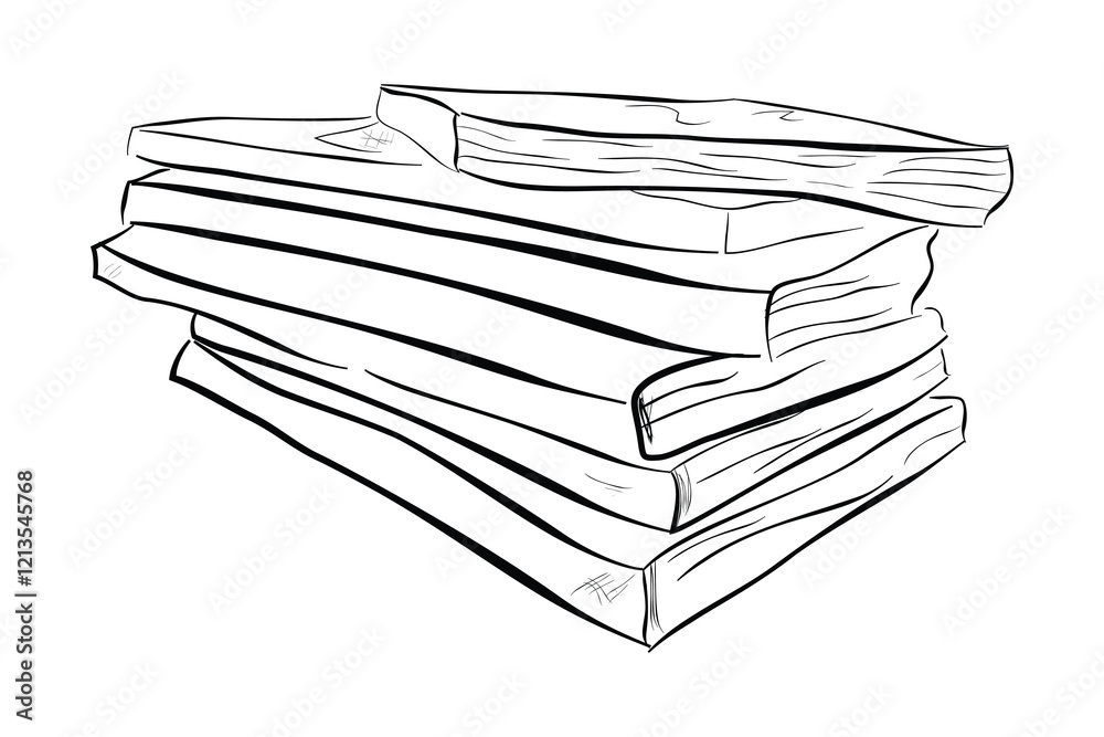 stack of book, simple hand draw sketch vector at white background