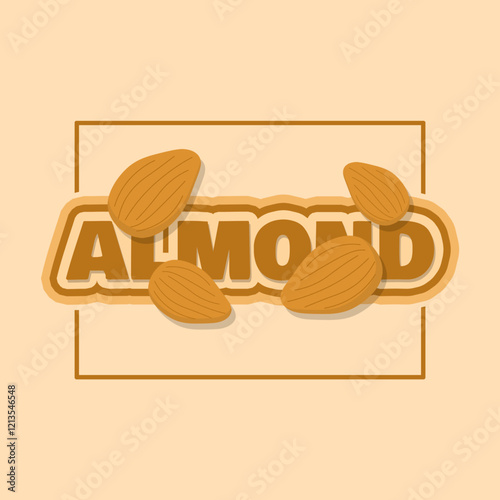 National Almond Day to celebrate on February 16th. Illustration of almonds with bold text on beige background.