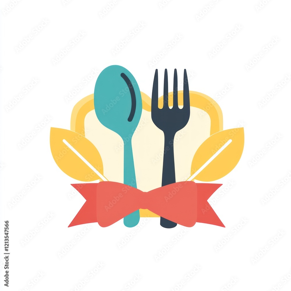 Healthy eating icon, spoon and fork, organic food logo, simple design Healthy eating icon, spoon and fork, organic food logo, simple design