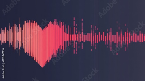 Abstract sound wave forming a heart shape with vibrant gradient lines. Music equalizer concept representing love and rhythm. Ideal for themes of sound, music, and digital art photo