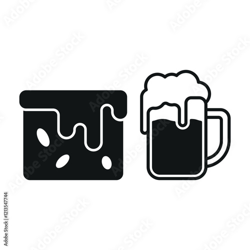Beer drink and brownies food icons with a harmonious and inviting design