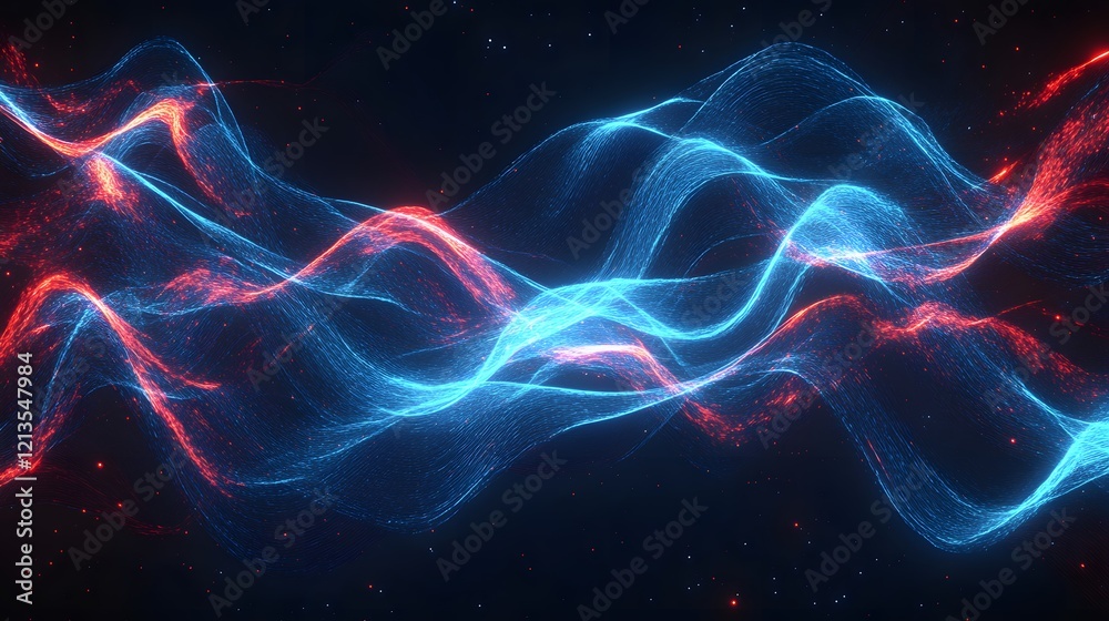 Obraz premium Abstract Blue And Red Wave Energy Flow