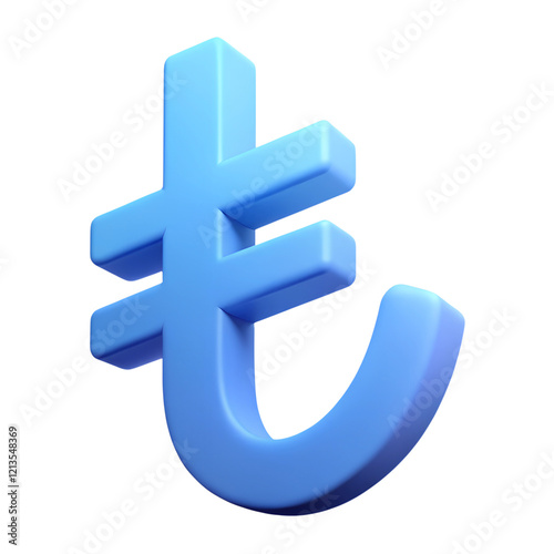 Turkish Lira currency symbol isolated Transparent background. Cartoon plastic style 3D icon