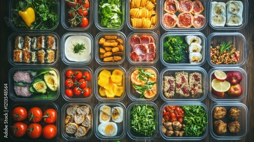 Wallpaper Mural A well-organized healthy meal prep, with a variety of balanced meals in containers, promoting efficient and nutritious meal planning Torontodigital.ca