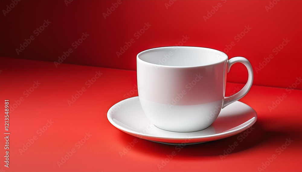 Obraz premium mug mockup isolated on red background.