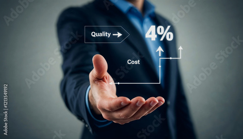 Businessman Illustrates Quality vs. Cost Trade-off