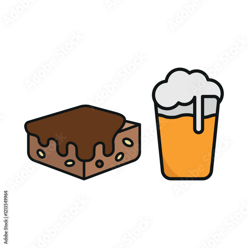 Beer drink and brownies food icons with a harmonious and inviting design