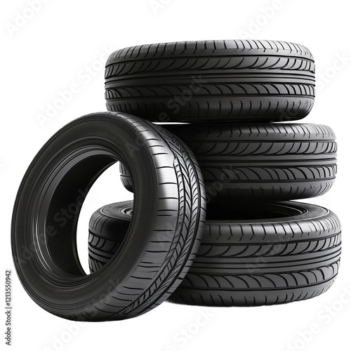 Stack of tires isolated on transparent background