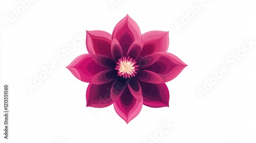 Cartoon Flower Icon: Flat Design, Isolated, Wide Angle Centered Image