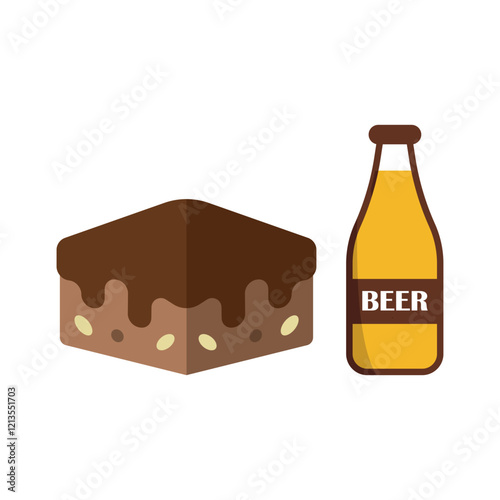 Beer drink and brownies food icons with a harmonious and inviting design