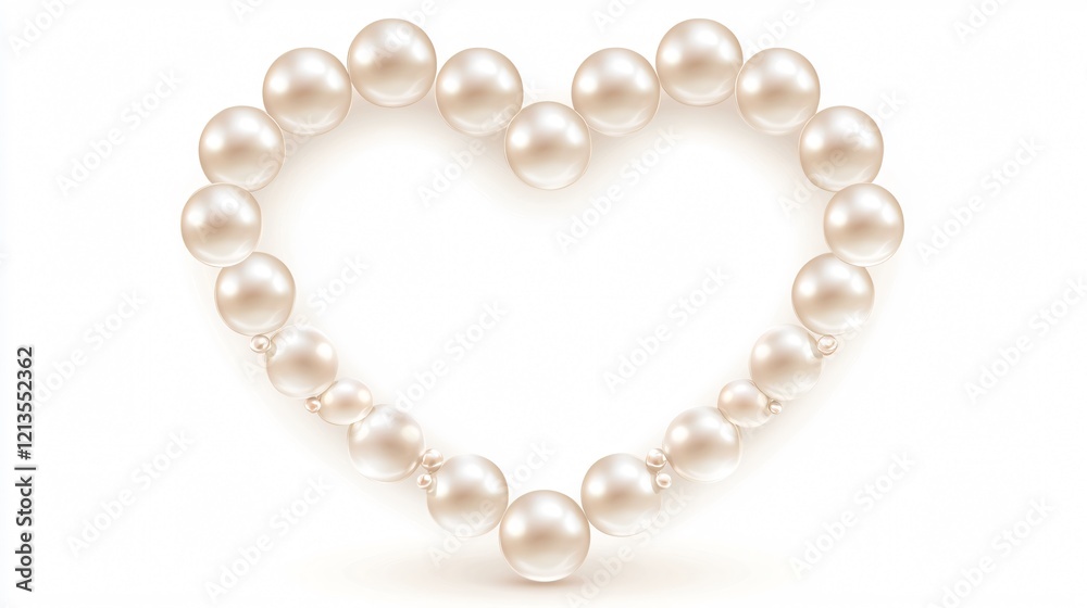 Obraz premium Elegant Pearl Heart Frame Centered Composition