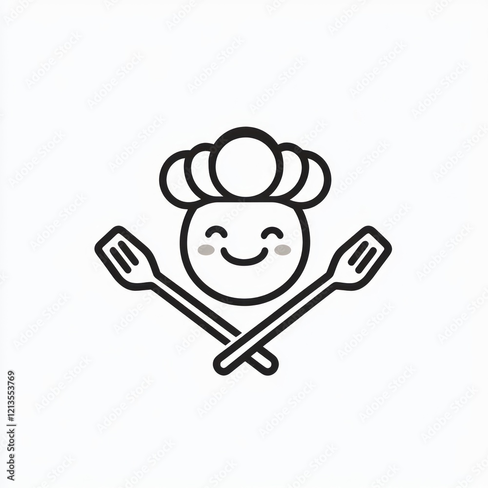 Cute chef logo, food icon, restaurant graphic