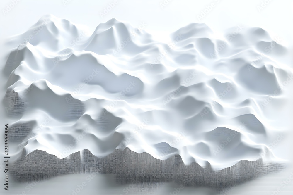 Obraz premium Intricate Abstract White 3D Models of Mountainous Terrain for Modern Design