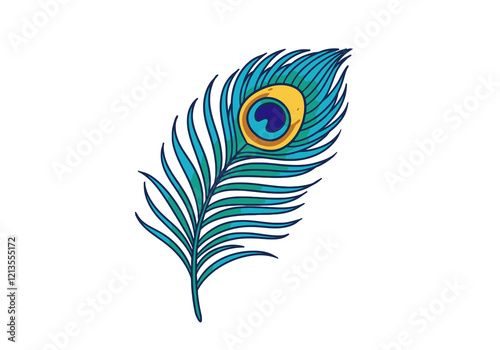 Peacock single feather clipart. This clipart features a detailed illustration of a single peacock feather, showcasing its vibrant colors and intricate design photo