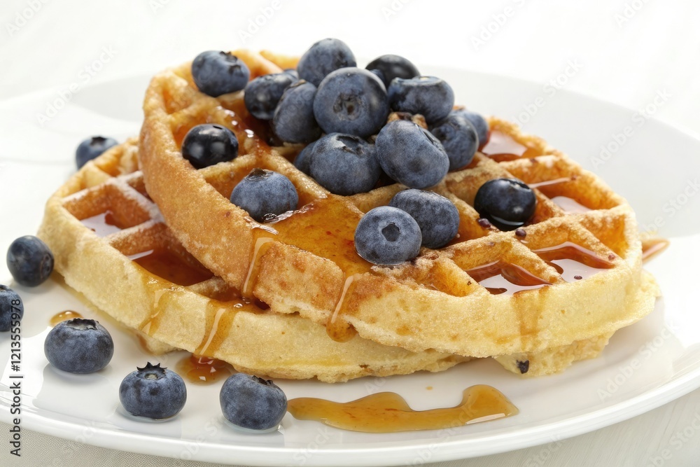 Breakfast Waffle with Fresh Blueberries and Sweet Syrup, sweet treat, , blueberries, juicy fruit Breakfast Waffle with Fresh Blueberries and Sweet Syrup, sweet treat, , blueberries, juicy fruit