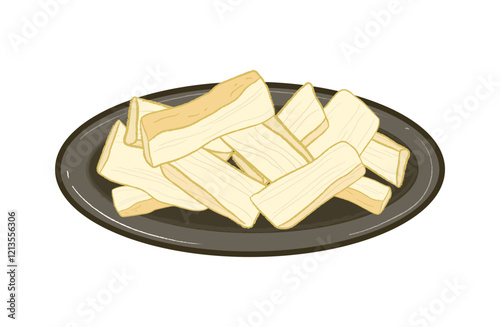 Art & IllustrationCrispy yellow dried bamboo shoots, food ingredient