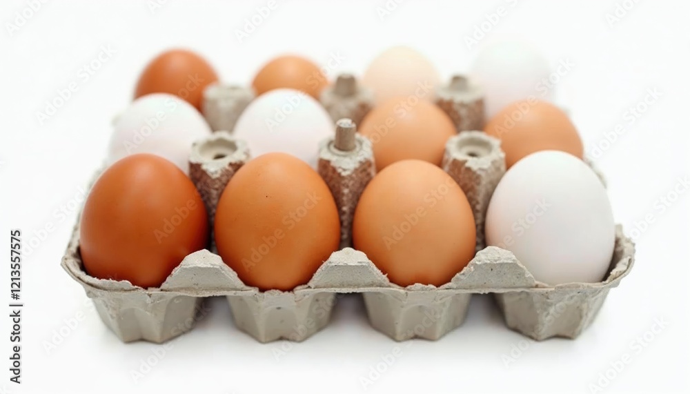 Brown and White Eggs in a Cardboard Carton: A Natural Still Life Brown and White Eggs in a Cardboard Carton: A Natural Still Life