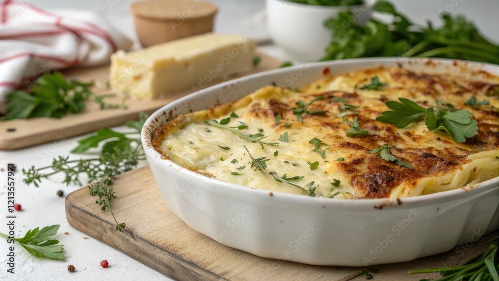 Close-up of achma with melted cheese and herbs on top, , mediterranean, herbs, georgia