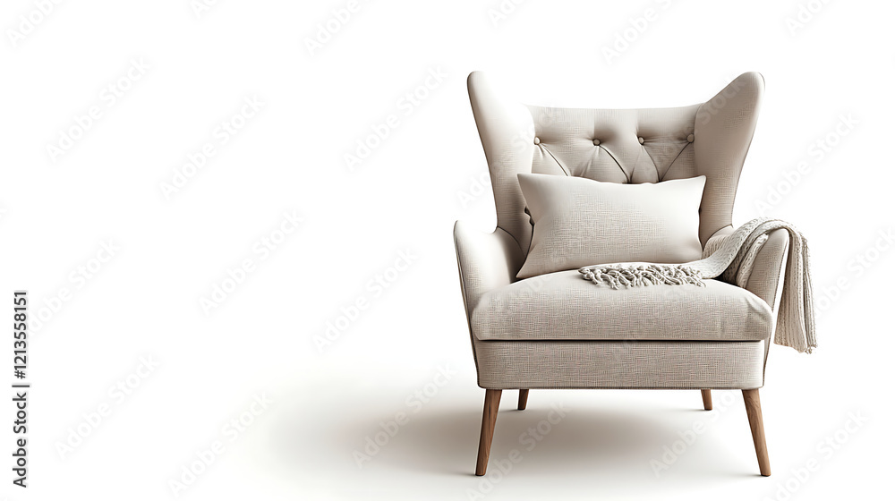 A white chair with a white blanket draped over it A white chair with a white blanket draped over it