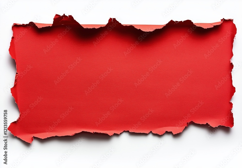 Torn Red Paper Texture: A close-up of a torn red paper revealing an empty space, perfect for adding your own text or design, ideal for artistic, creative, and promotional purposes.
