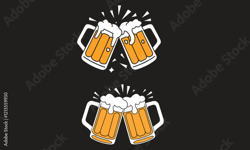 Vector image of two mugs of beer