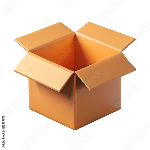 3D cardboard box icon isolated on white background. Cartoon plastic style