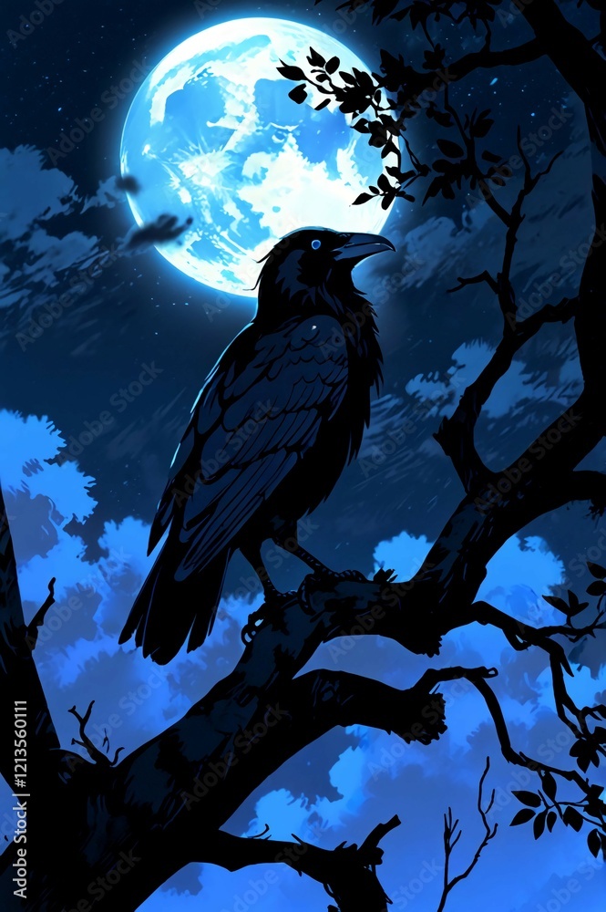 Fototapeta premium raven on the tree