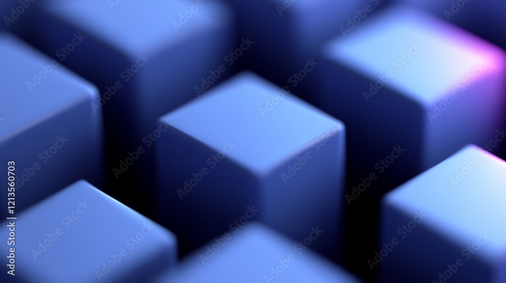 Abstract Blue Cubes Softly Lit Geometric Pattern. AI Generated Abstract Blue Cubes Softly Lit Geometric Pattern. AI Generated