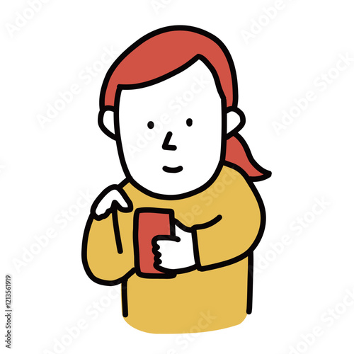 スマートフォンを使う女性のイラスト