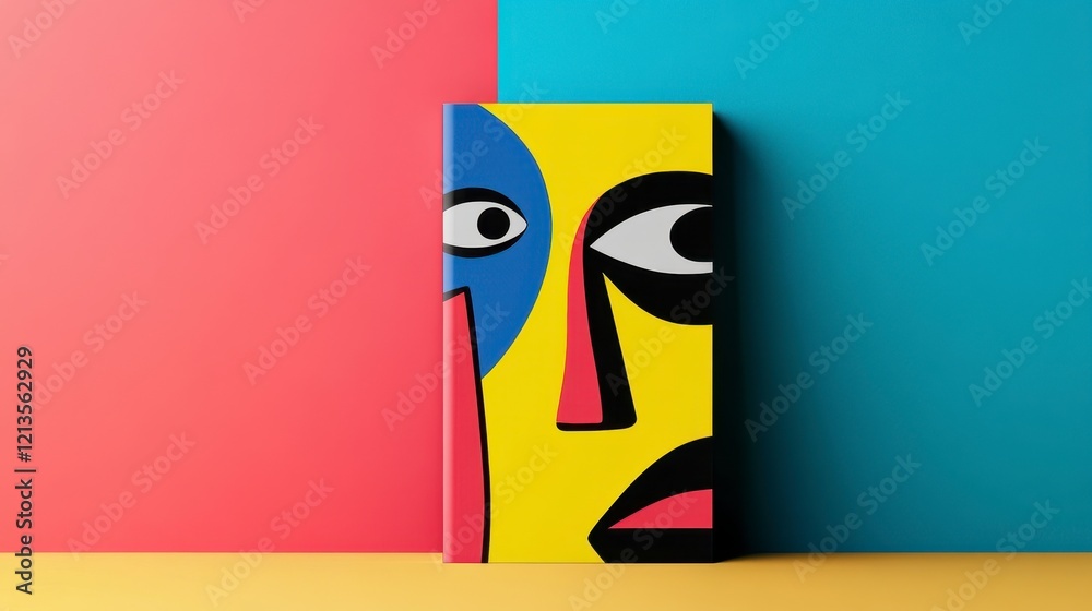 Fototapeta premium Colorful Artistic Book Cover on Vibrant Background of Red and Blue