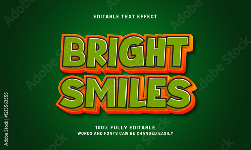 bright smiles editable text effect with kids and happy theme